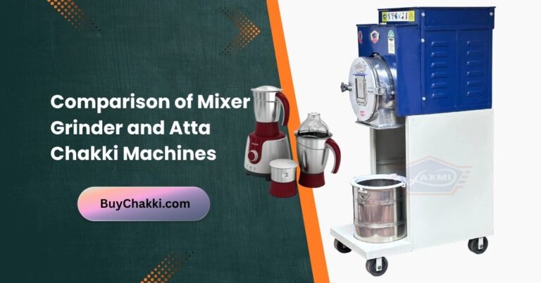 Mixer grinder and atta chakki side by side on a kitchen counter